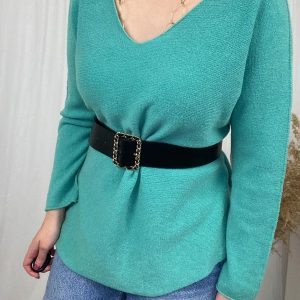 jersey de mujer de punto color turquesa colección primavera