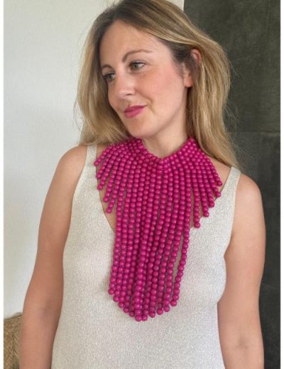 maxi collar de bolas de modera rosa