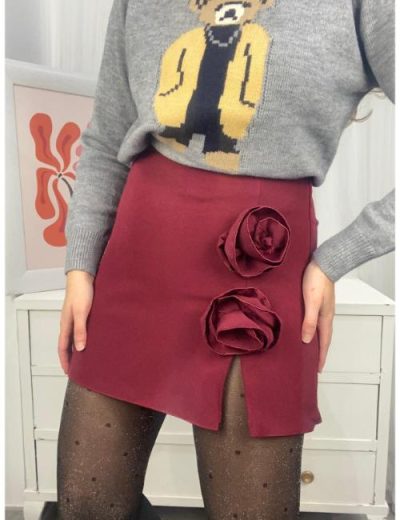 falda pantalón burdeos