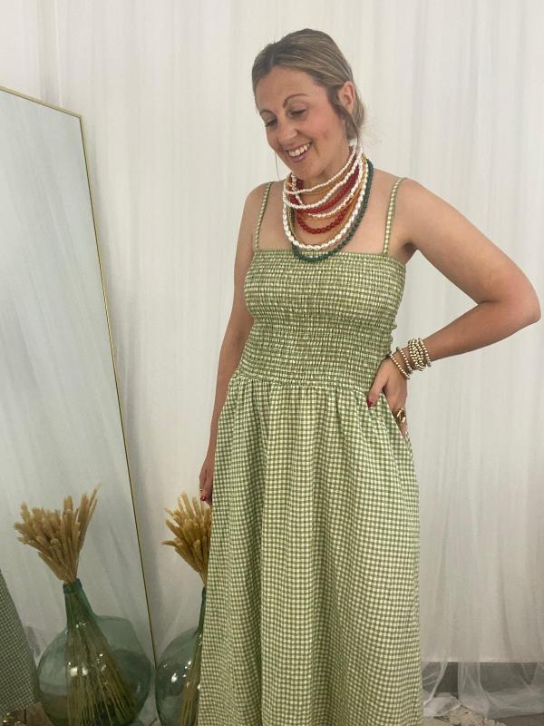 vestido vichy verde