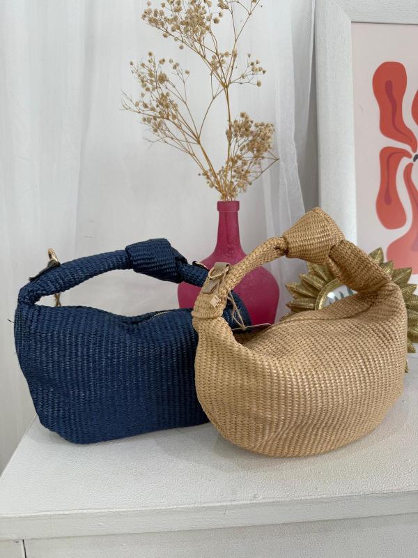 bolsos de mano de rafia con nudo
