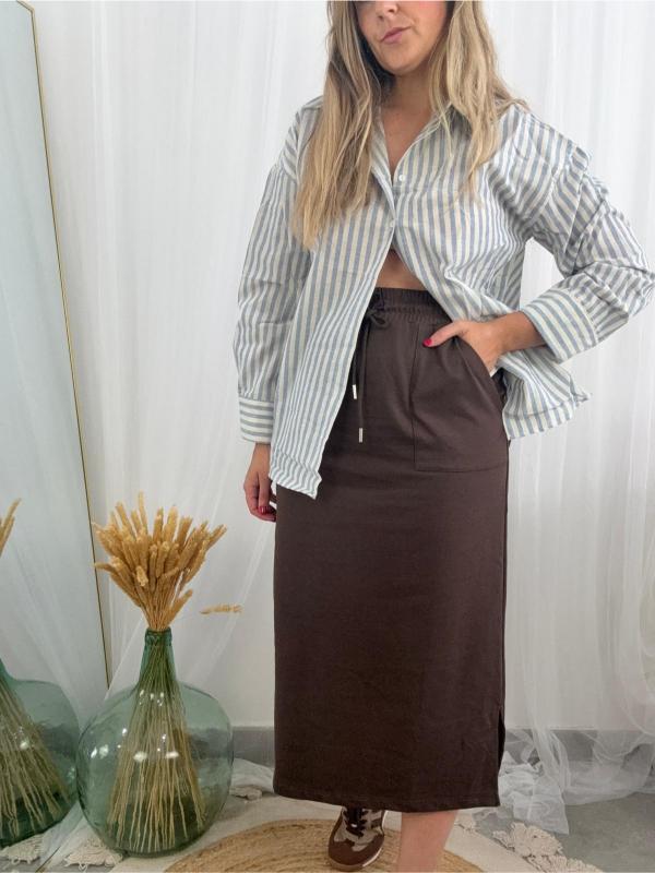 Falda algodón marron