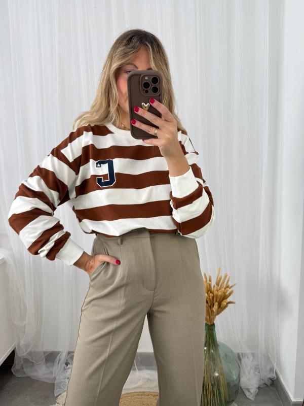 sudadera rayas marrón