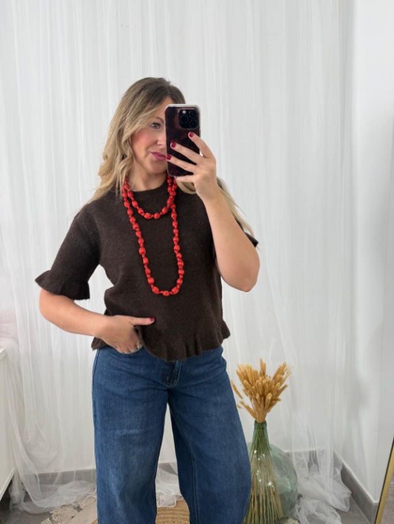 jersey manga corta marrón