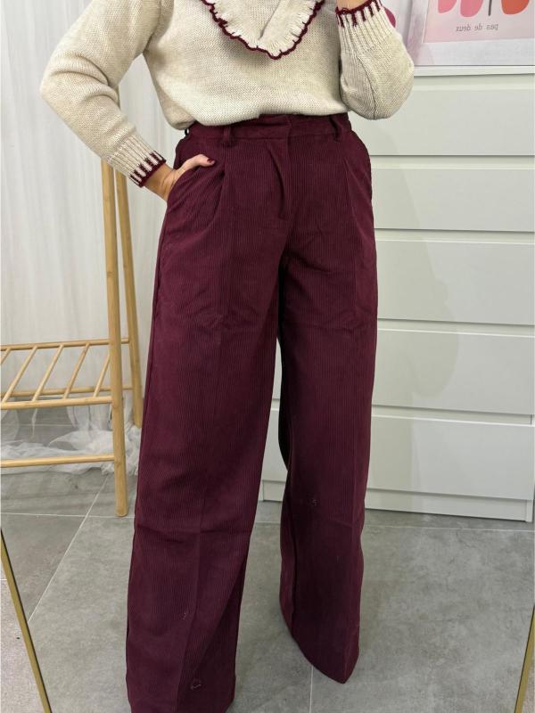 pantalón de pana burdeos mujer