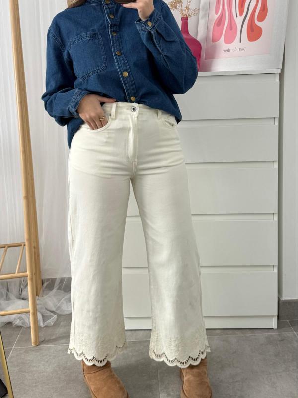 pantalon culott blanco