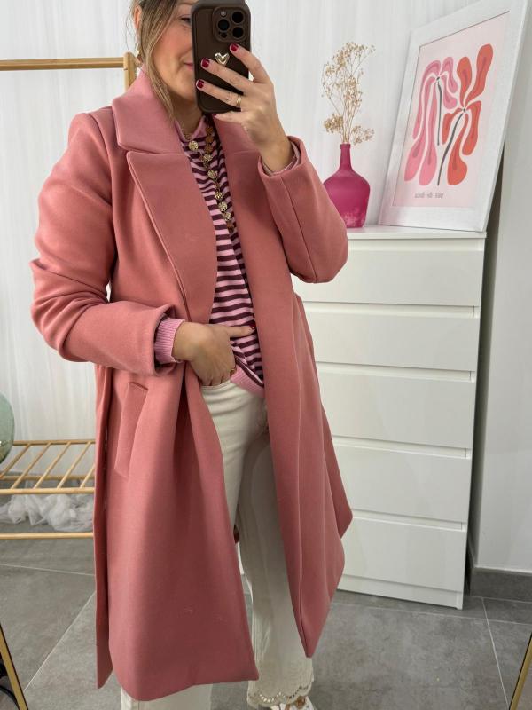 abrigo paño rosa empolvado