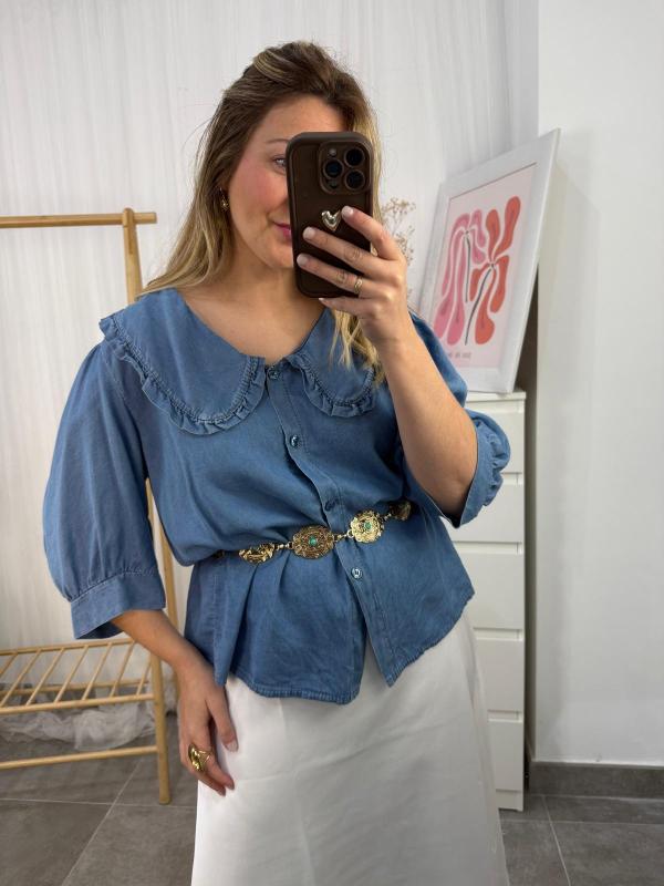 camisa vaquera cuello baberola