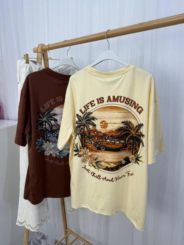 camiseta oversize estampada mujer