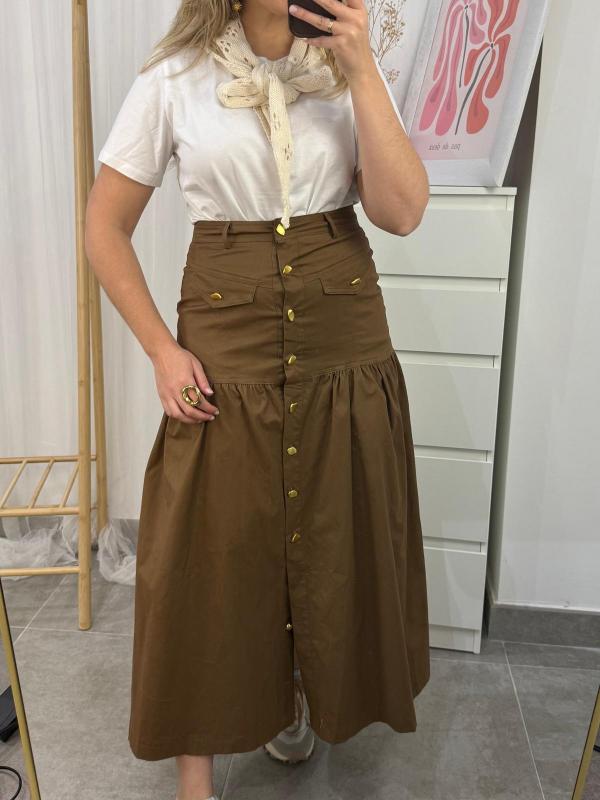 falda rociera marrón