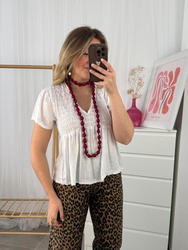 blusa de lino blanco