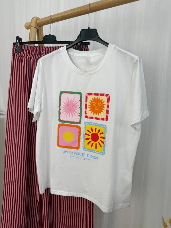 camiseta con estampado de soles