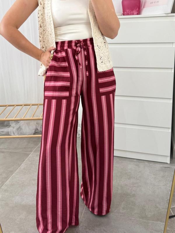 pantalón fluido de rayas de colores