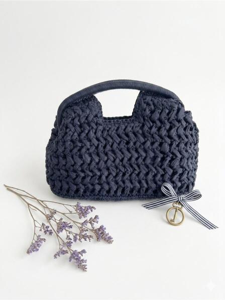 bolso rafia azul marino
