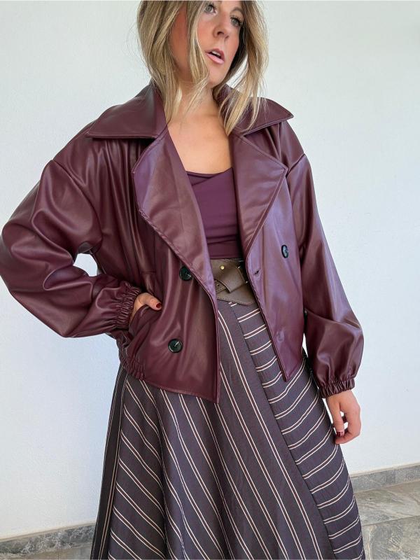 chaqueta polipiel burdeos