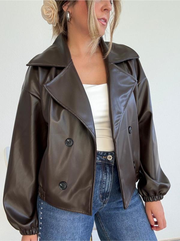 chaqueta polipiel marron