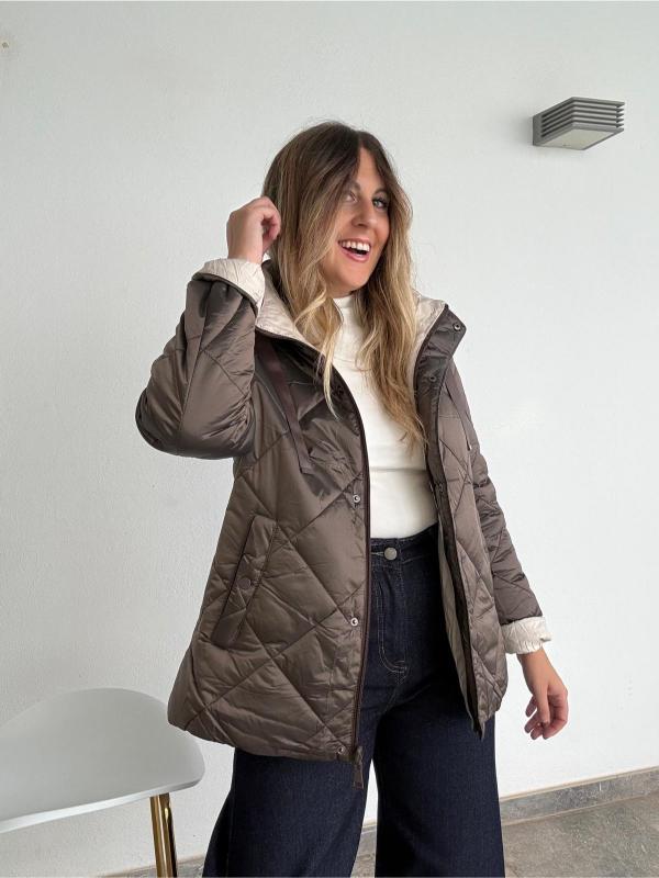 chaqueta plumas reversible marrón